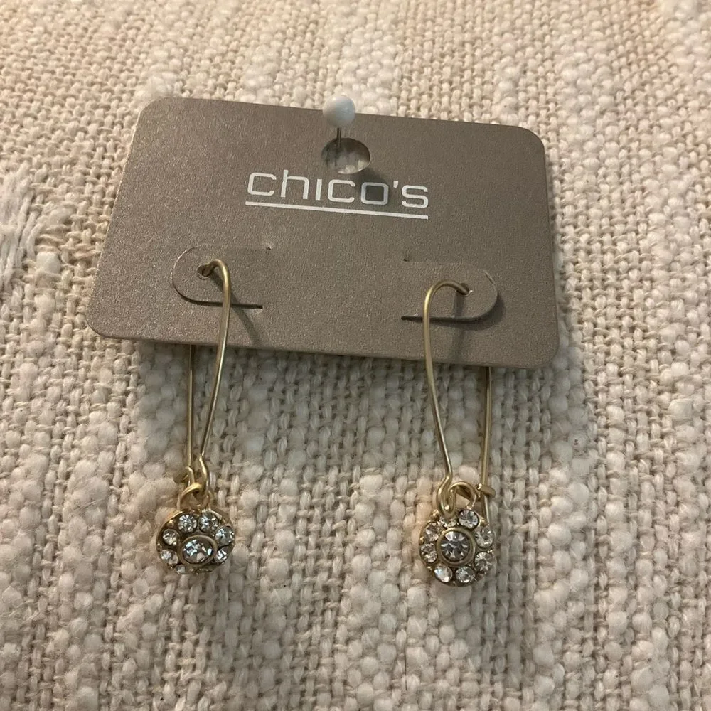 0172-Chico's Gold Crystal Drop Earrings
